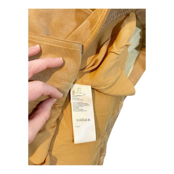 Free People ARI Faux Leather Wrap Mini Skirt Buckle Sz 0 Camel Tan M15 - Picture 5 of 6